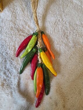 Vintage Multi Color Ristras 16" Rope 13 Ceramic Hanging Chili Peppers
